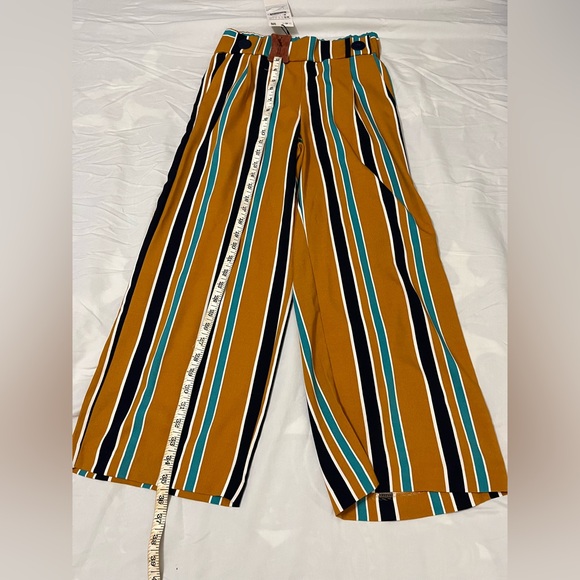 Zara TRF Collection Striped Pants in Size XS Mustard and Teal - Picture 2 of 6